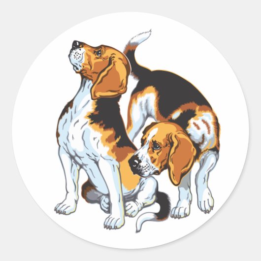 beagle hond ronde sticker (Voorkant)