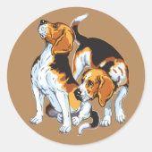 beagle hond ronde sticker (Voorkant)