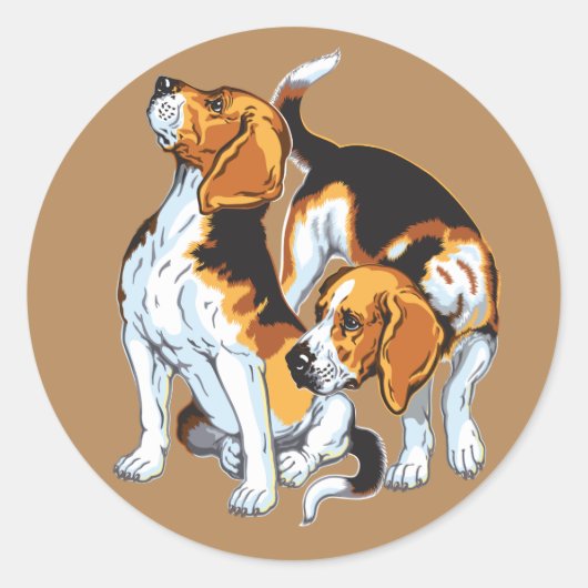 beagle hond ronde sticker (Voorkant)