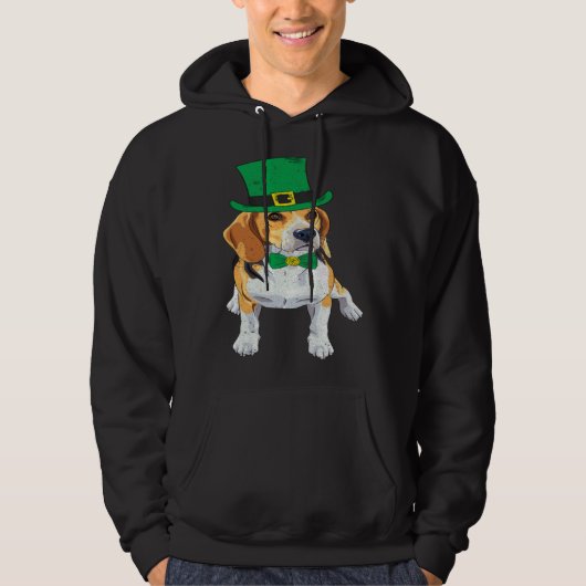 Beagle Hond Shamrock St Patrick's Dag Sint Paddy Hoodie (Voorkant)