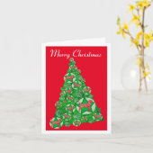 Beagle Hond Silhouet Kerstboom Rood Kaart (Gele Bloem)
