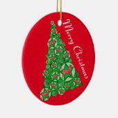 Beagle Hond Silhouet Kerstboom Rood Keramisch Ornament (Rechts)