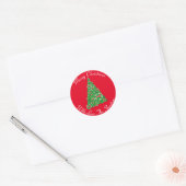 Beagle Hond Silhouet Kerstboom Rood Ronde Sticker (Envelop)