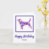 Beagle Hond Silhouet PPY&B Verjaardag Kaart (Gele Bloem)