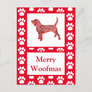 Beagle Hond Silhouet Rood Vrolijk Kerstfeest Briefkaart
