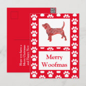 Beagle Hond Silhouet Rood Vrolijk Kerstfeest Briefkaart (Voorkant / Achterkant)