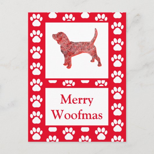 Beagle Hond Silhouet Rood Vrolijk Kerstfeest Briefkaart (Voorkant)