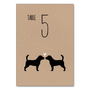 Beagle hond silhouetten bruiloft receptie kaart