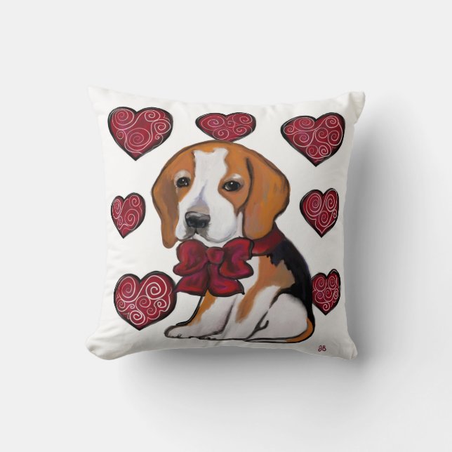 Beagle Hond Valentijnsdag Kussen (Voorkant)