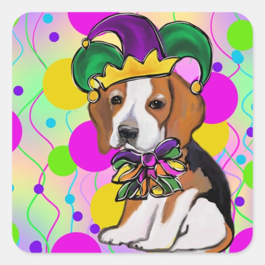 Beagle hond vierkante sticker (Voorkant)