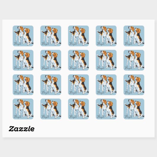 beagle hond vierkante sticker (Vel)
