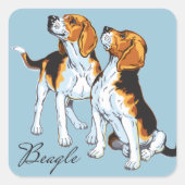beagle hond vierkante sticker (Voorkant)
