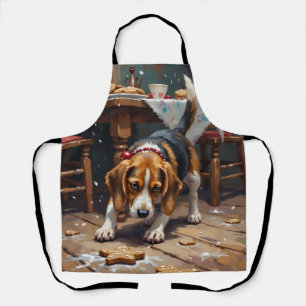Beagle hond volgt kookluchtige kerstspijs Kunst Schort