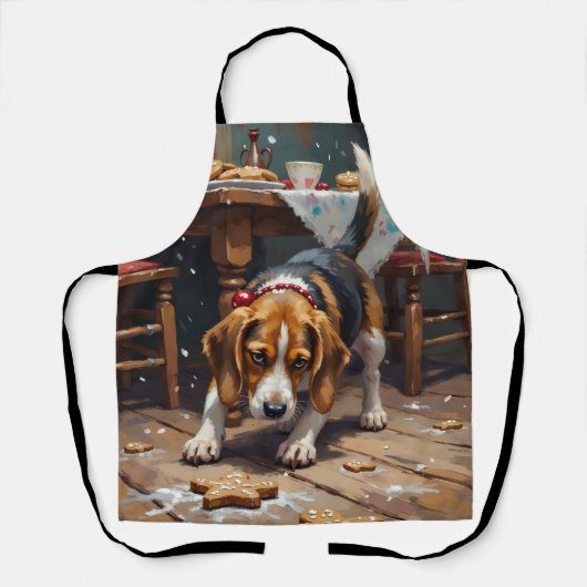 Beagle hond volgt kookluchtige kerstspijs Kunst Schort (Voorkant)