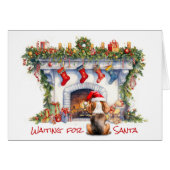 Beagle Hond Wachten op Kerstmis Open haard (Voorkant Horizontaal)