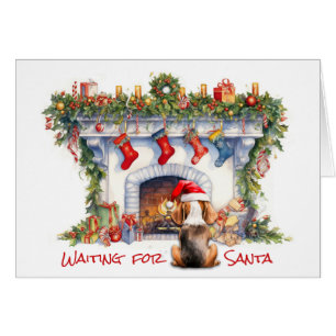 Beagle Hond Wachten op Kerstmis Open haard