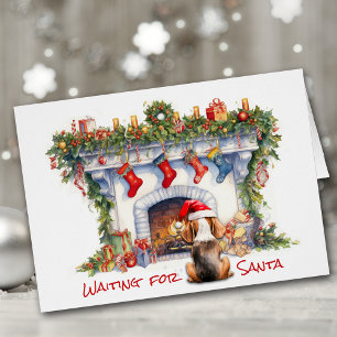 Beagle Hond Wachten op Kerstmis Open haard