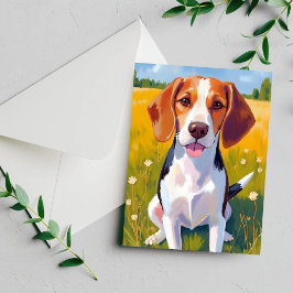 Beagle hond watercolor huisdier schilderij kaart