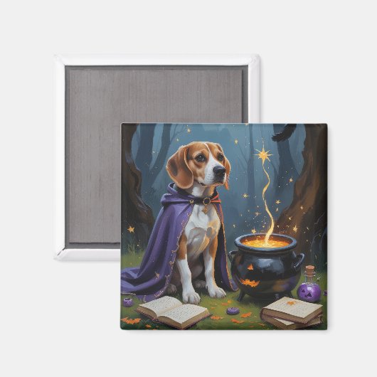 Beagle Hond Whimsical Halloween Schilderij Magneet (Voorkant / Achterkant)