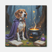 Beagle Hond Whimsical Halloween Schilderij Magneet (Voorkant)