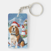 Beagle Hond Winter Wonderland Kerstvreugde Sleutelhanger (achterkant)
