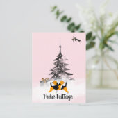 Beagle hond zwart en wit Kerstmis Briefkaart (Staand voorkant)