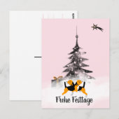 Beagle hond zwart en wit Kerstmis Briefkaart (Voorkant / Achterkant)