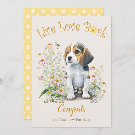 Beagle honden adoptie, Gotcha-dag Kaart (Voorkant / Achterkant)