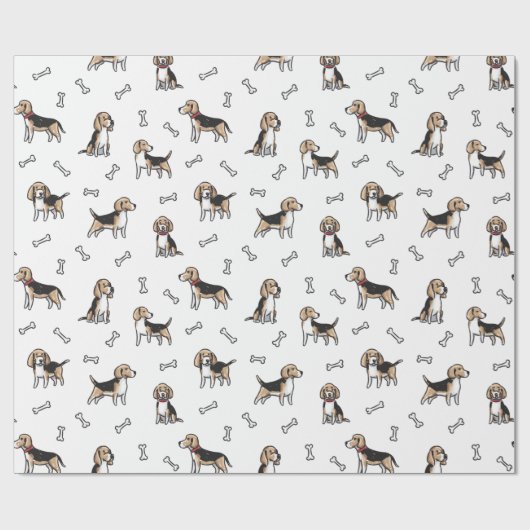Beagle honden patroon cadeaupapier (Vlak)