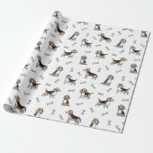 Beagle honden patroon cadeaupapier (Uitgerold)