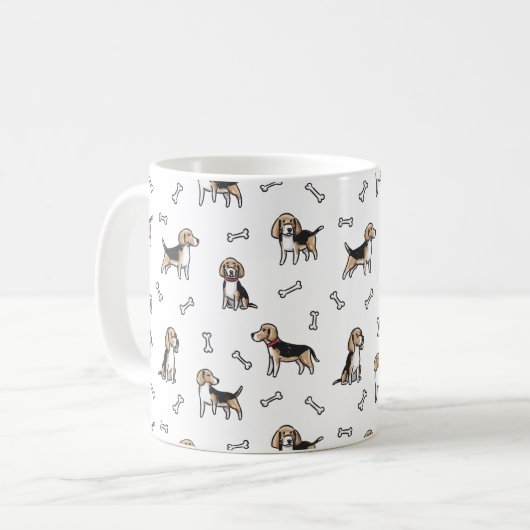 Beagle honden patroon koffiemok (Voorkant links)