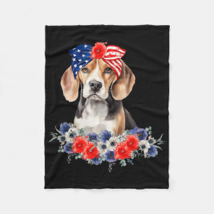 Beagle-hondenbandana Amerikaanse vlag 4 juli  Fleece Deken