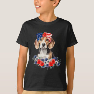 Beagle-hondenbandana Amerikaanse vlag 4 juli T-shirt