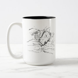 Beagle-hondenliefhebber Illustratie Tweekleurige Koffiemok