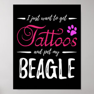 Beagle Hondenliefhebber Tattoo Funny Dog Mom Gift  Poster