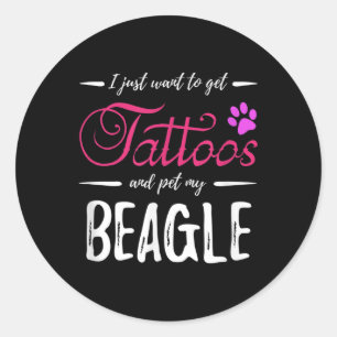 Beagle Hondenliefhebber Tattoo Funny Dog Mom Gift Ronde Sticker