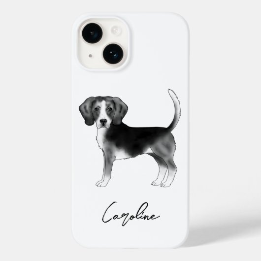 Beagle hondenontwerp in zwart en wit met tekst Case-Mate iPhone case (Achterkant)