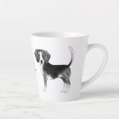 Beagle hondenontwerp in zwart-wit met naam latte mok (Rechts)