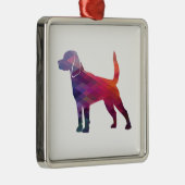 Beagle Hondenras Geo Silhouette Paars Metalen Ornament (Rechts)