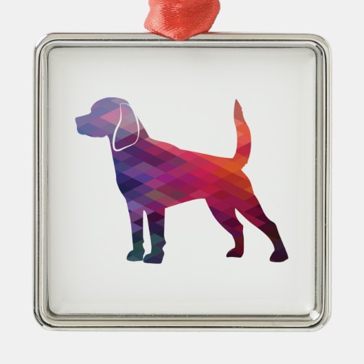 Beagle Hondenras Geo Silhouette Paars Metalen Ornament (Voorkant)