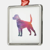 Beagle Hondenras Geo Silhouette Paars Metalen Ornament (Links)
