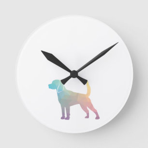 Beagle Hondenras Geo Silhouette Pastel Ronde Klok