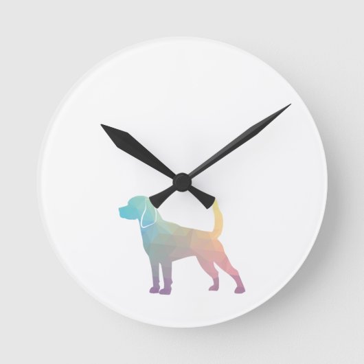 Beagle Hondenras Geo Silhouette Pastel Ronde Klok (Voorkant)