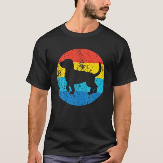 Beagle Hondenras Silhouette Retro 1970's Circle T-shirt (Voorkant)