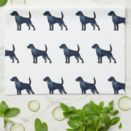Beagle Hondenras Silhouette Waterverf Theedoek (Gevouwen)