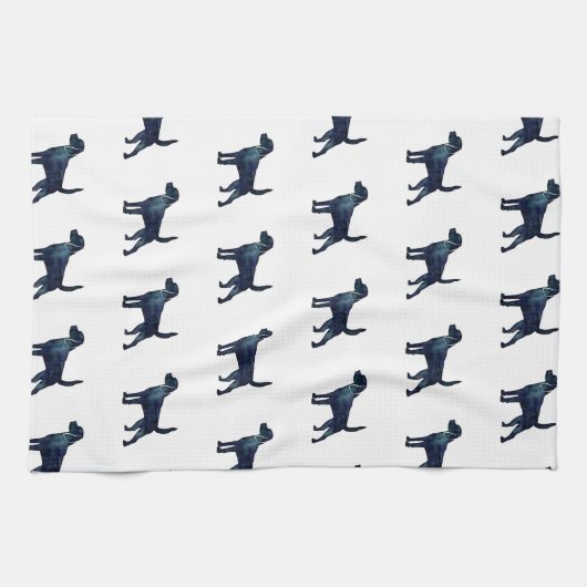 Beagle Hondenras Silhouette Waterverf Theedoek (Horizontaal)