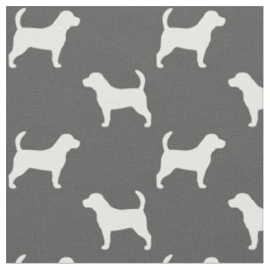 Beagle Hondenras Silhouettes Grey and White Stof