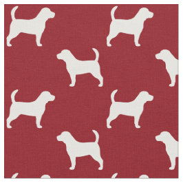 Beagle Hondenras Silhouettes Pattern Red en White Stof