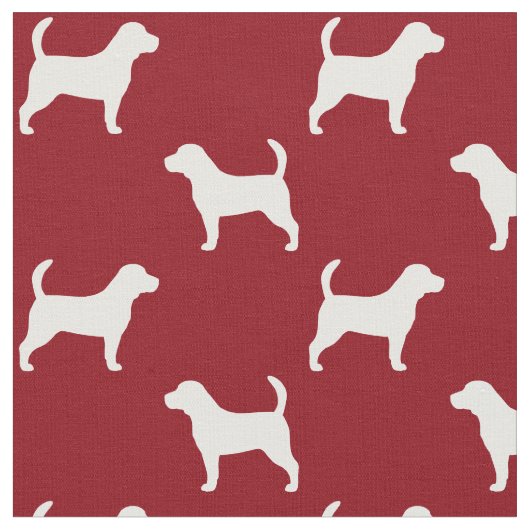 Beagle Hondenras Silhouettes Pattern Red en White Stof (Close Up)