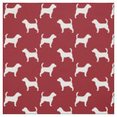 Beagle Hondenras Silhouettes Pattern Red en White Stof (Swatch)